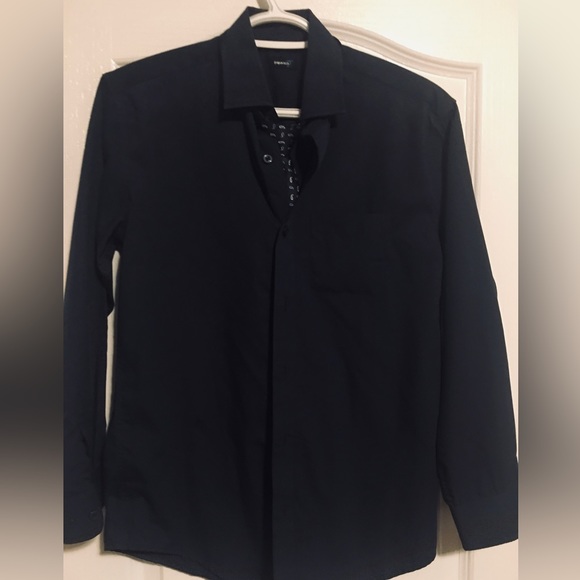 Navy Blue Boys Shirt with Tie. - Picture 4 of 5
